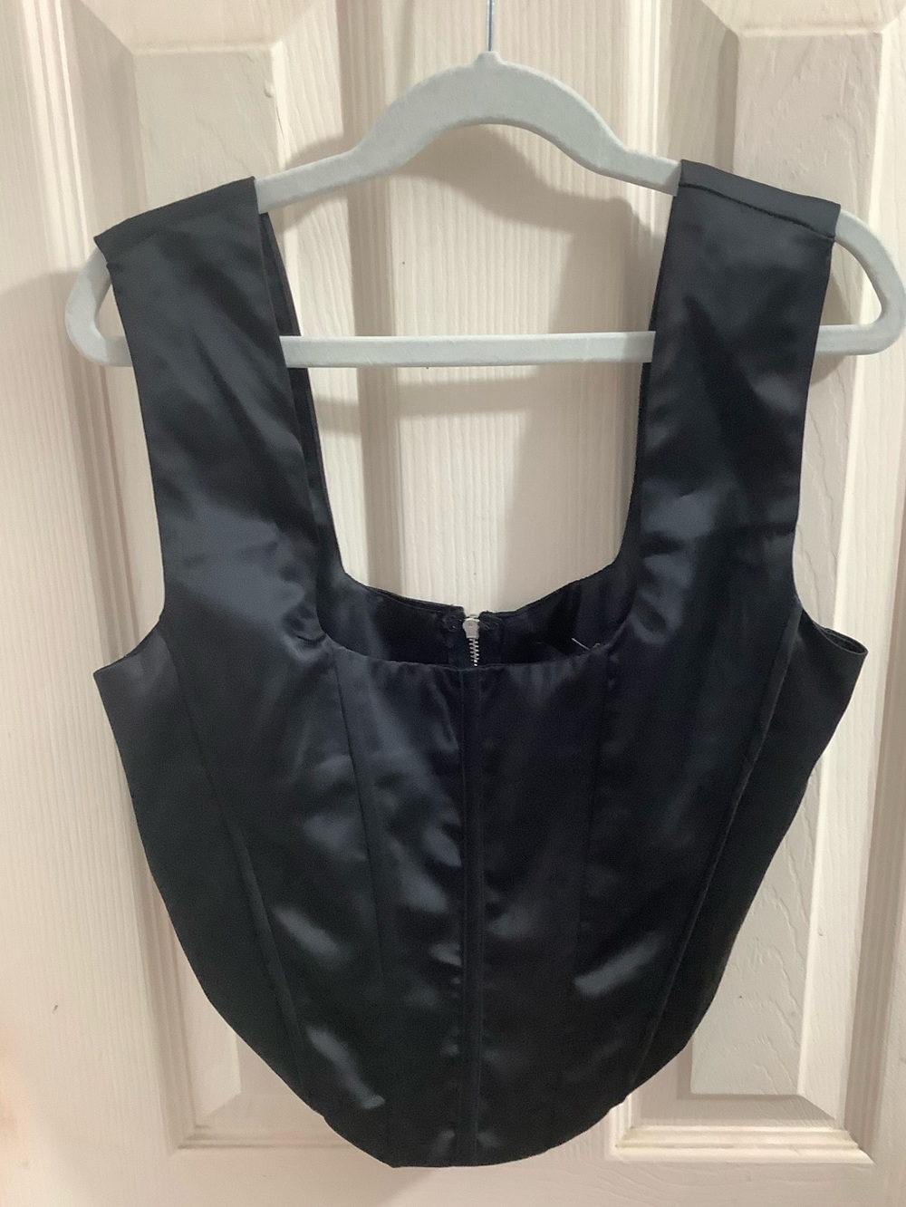 Olivaceous Black Satin Crop Top